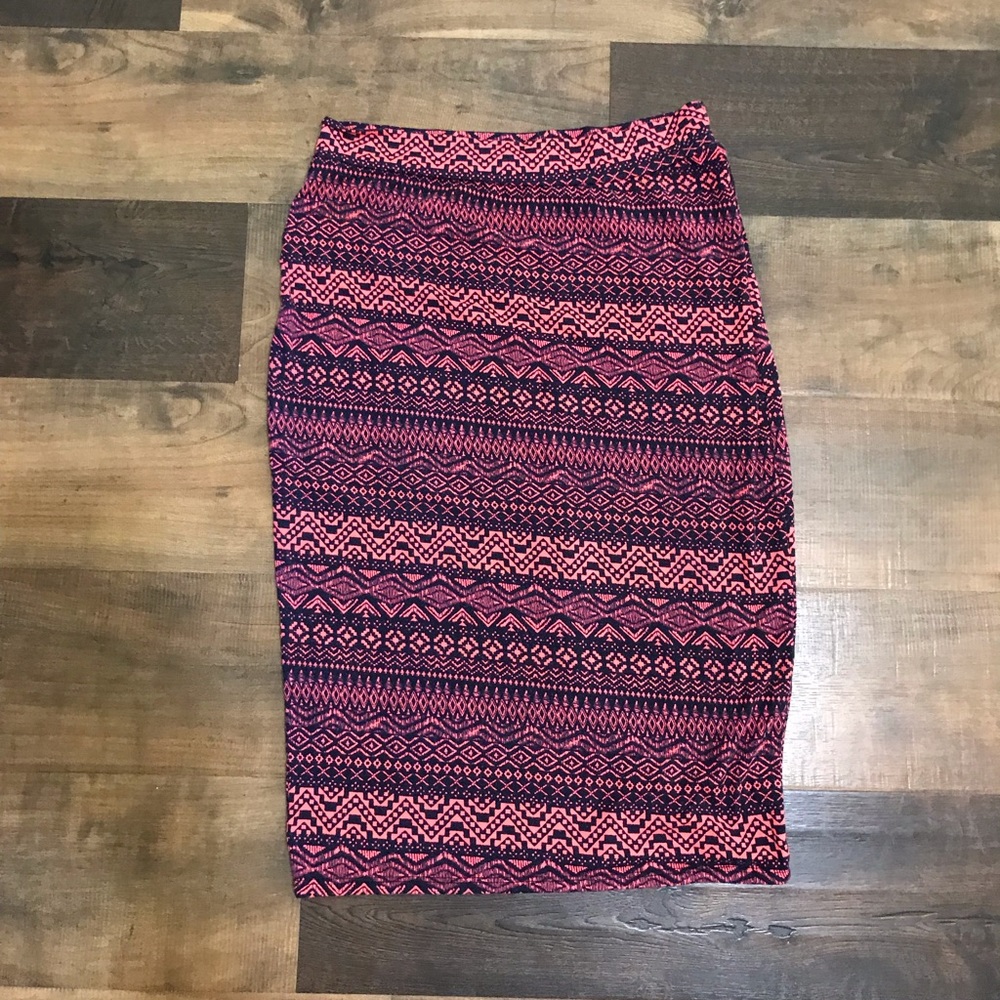 Navy and Pink Fitted Skirt